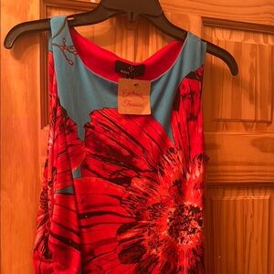 Red and Blue Floral Sleeveless dresses